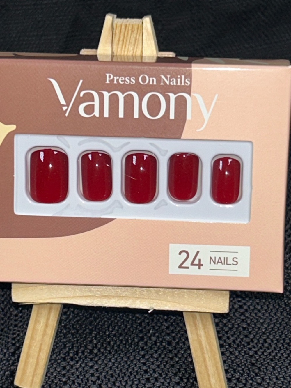 Vamony Red Press On Nails Short Glossy Nails Classic Solid Color Nails 24pcs